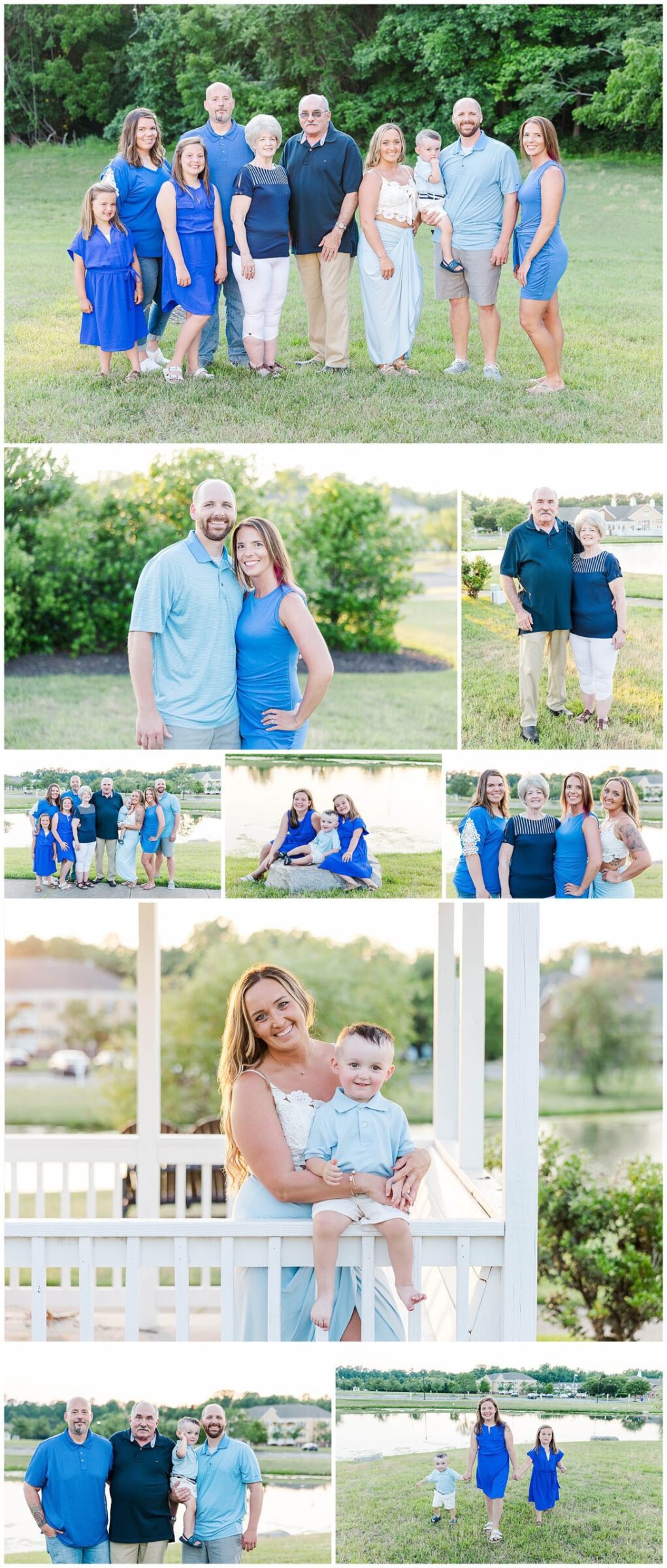 collage of images at Governor's Green resort by family photographer for Williamsburg vacation