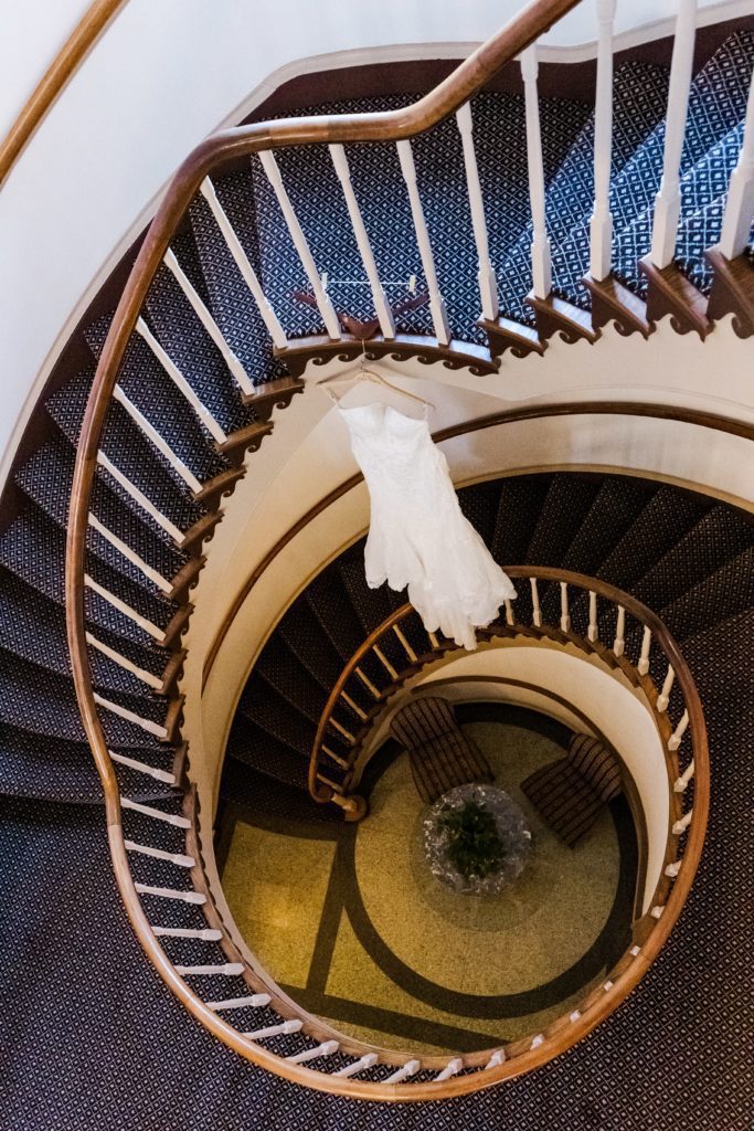 Queens staircase at the luxury wedding resort at in Colonial Williamsburg 
