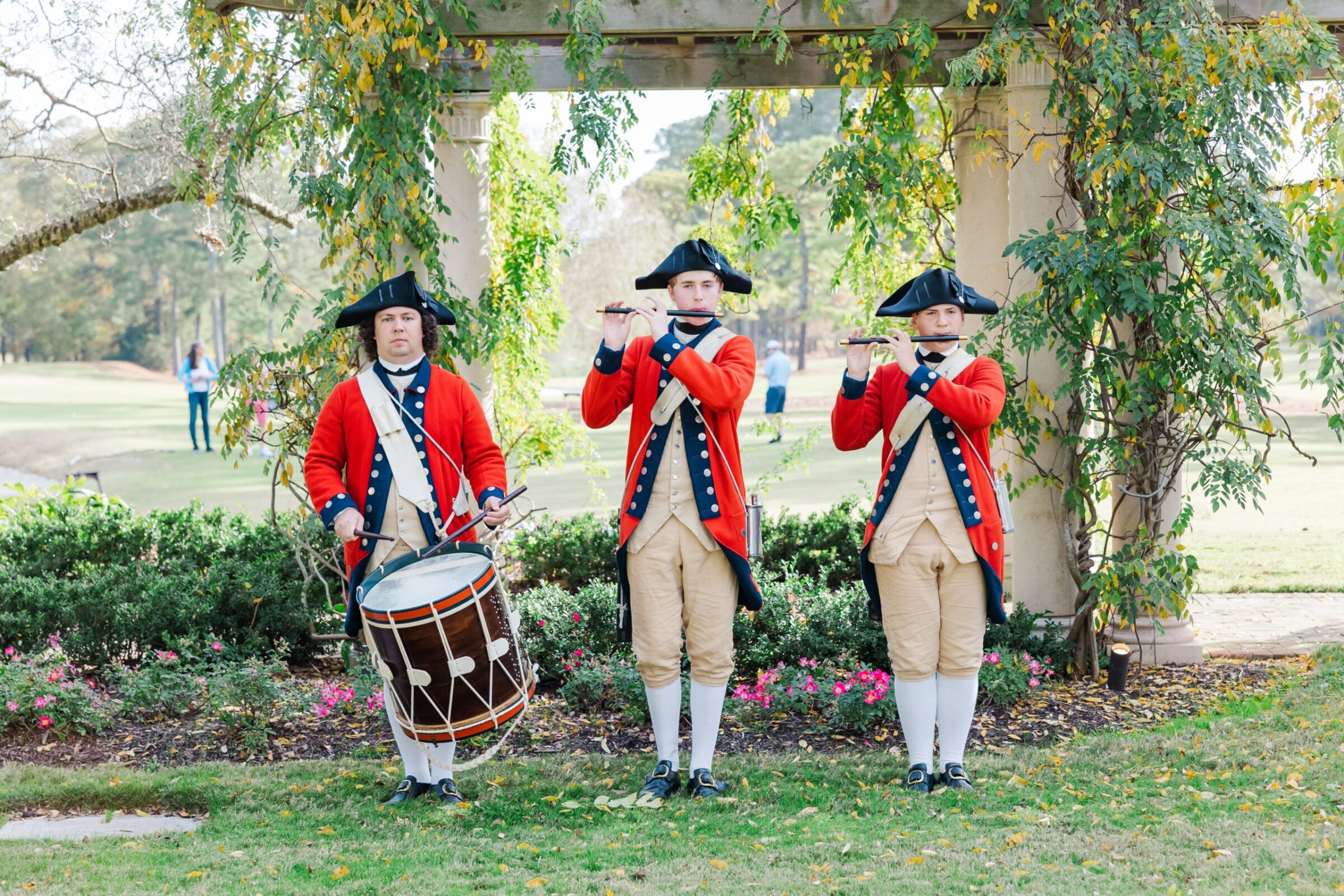 Fifes and Drum playing at a Colonial Williamsburg Wedding with Colonial Williamsburg Resorts