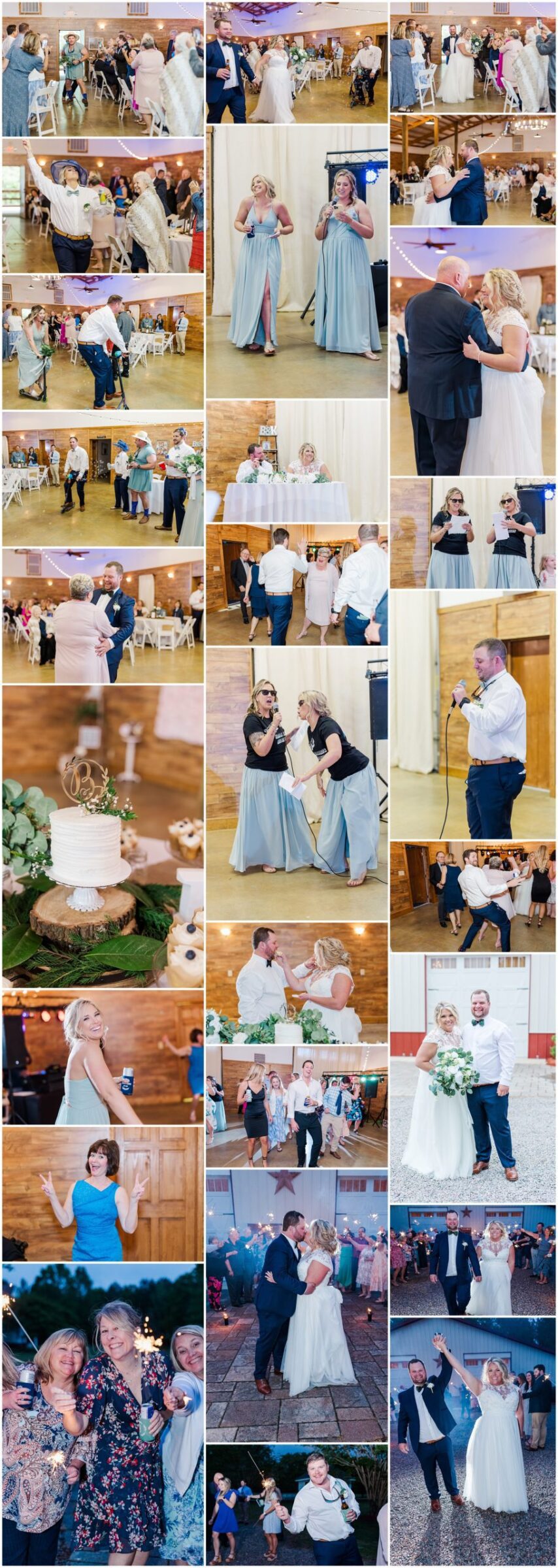 Super fun reception photos complete with bubbles, dancing and sparklers in the venue space at Harley's Haven