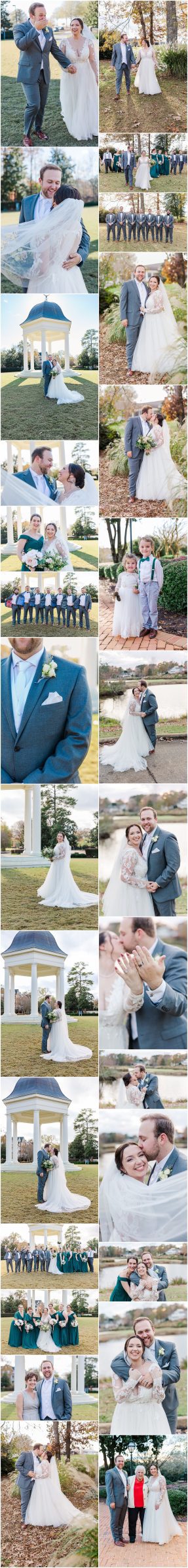 Wedding party portraits outdoors in fall foliage at Ford's Colony Country Club in Williamsburg