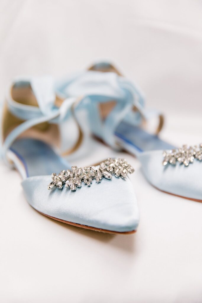 blue point toe shoes with jewels
