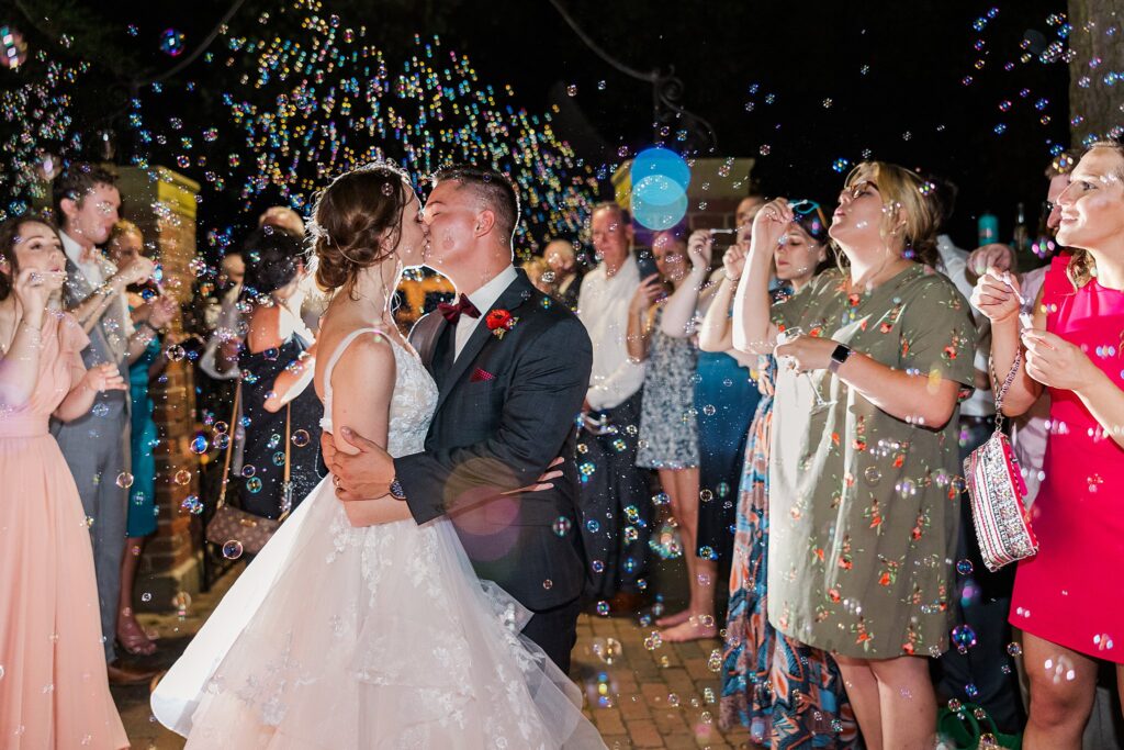 bubble image at night is a great wedding exit idea in Williamsburg