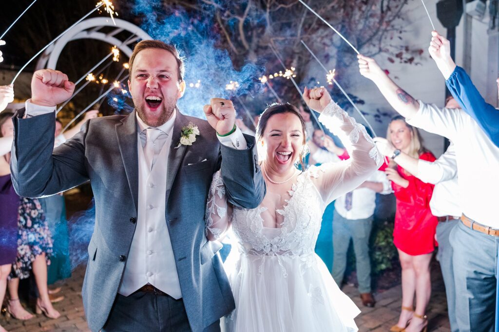fun and smoky sparkler exit for your wedding exit idea