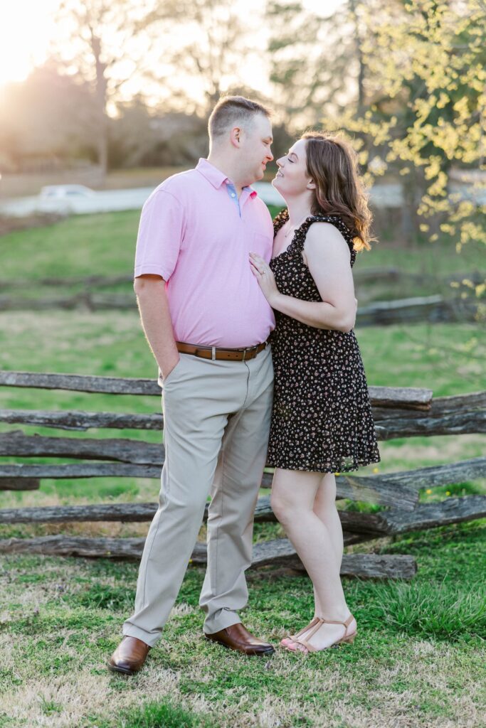 spring engagement glow with sun in the corner of image