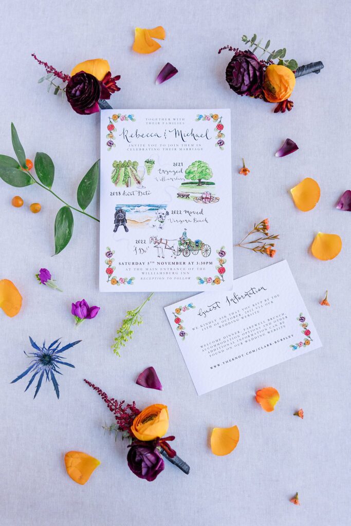 it's important to ask for loose florals to go with your invitation for your bridal details checklist