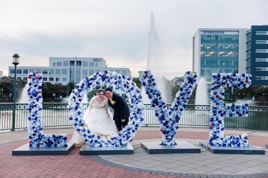 LOVE sign in Newport News City Center elopement