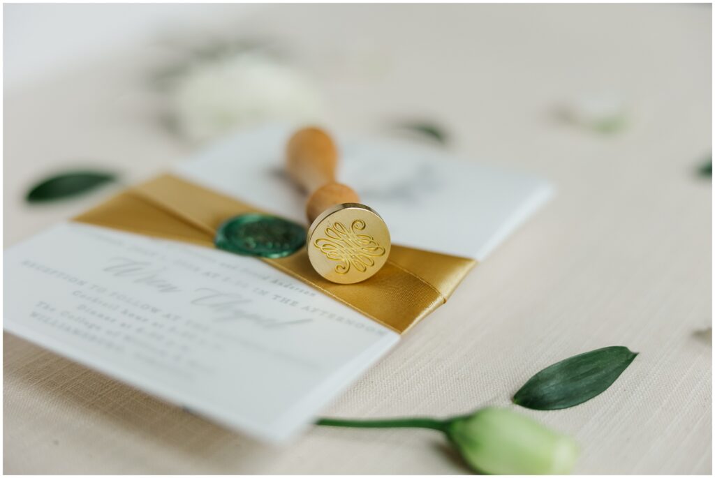 image of wax seal and wedding invitation on wedding photography packages page for Mattie Wezah