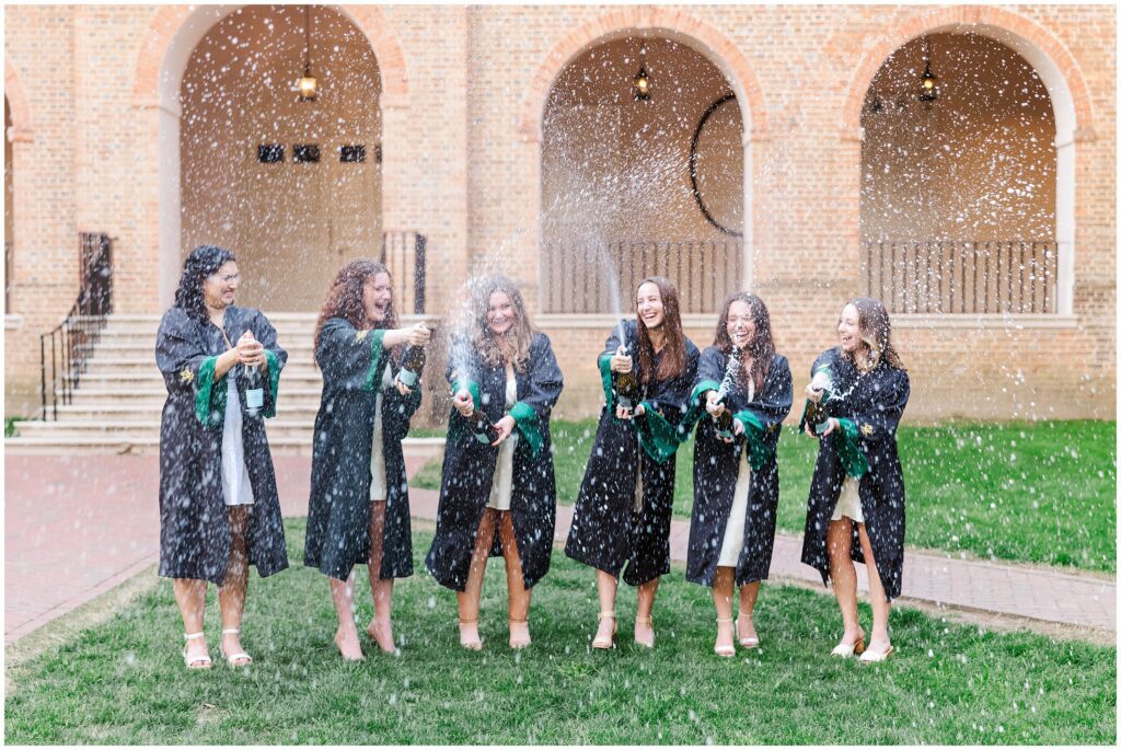fun champagne spray photos at William and Mary