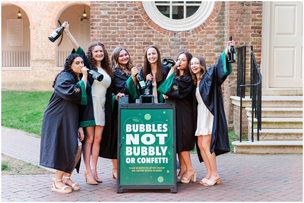 We all love the campus of William and Mary and want to make sure our champagne spray photos are respectful!
