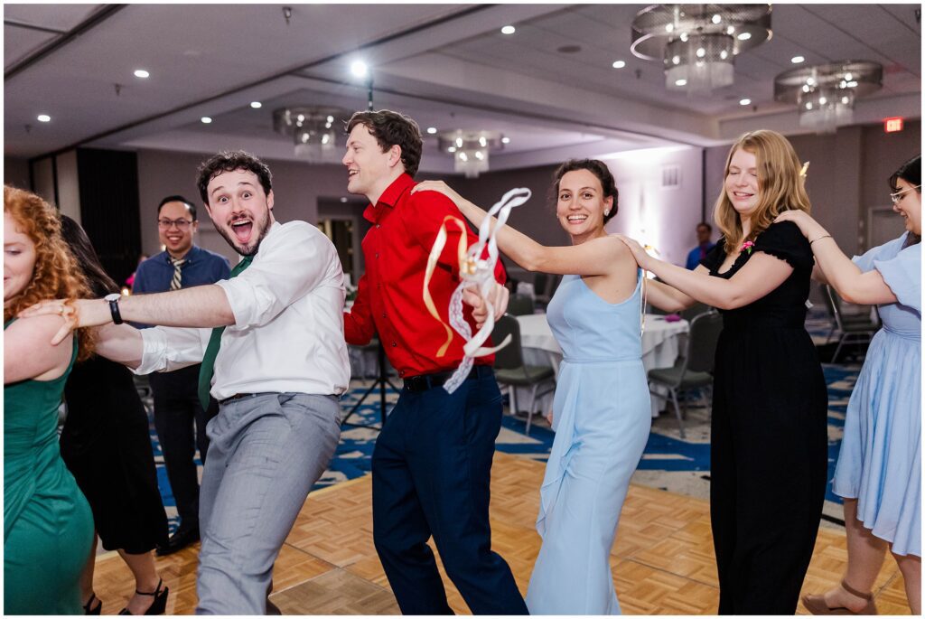 conga line at wedding reception