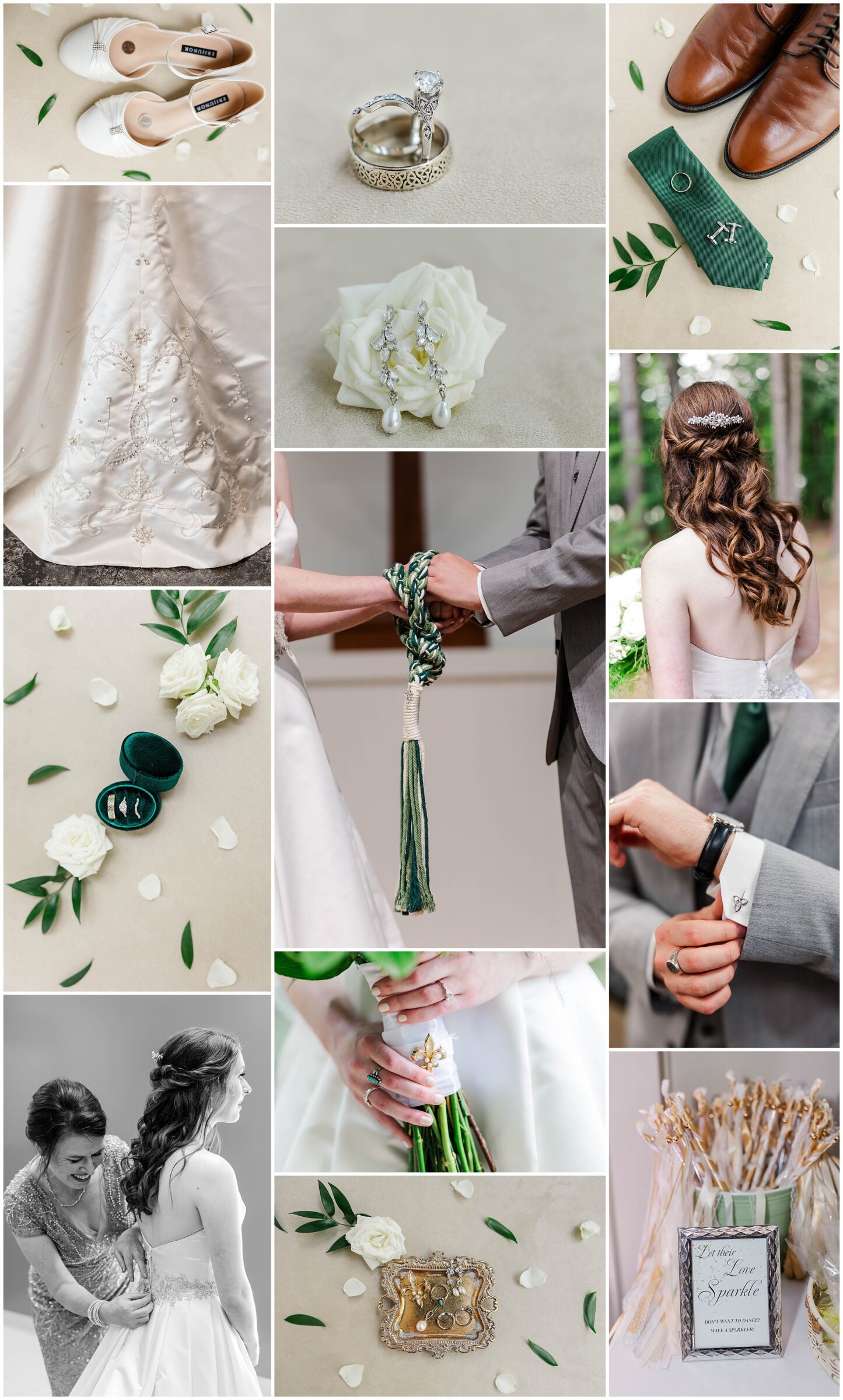 celtic inspired details with green at church wedding in Williamsburg, VA