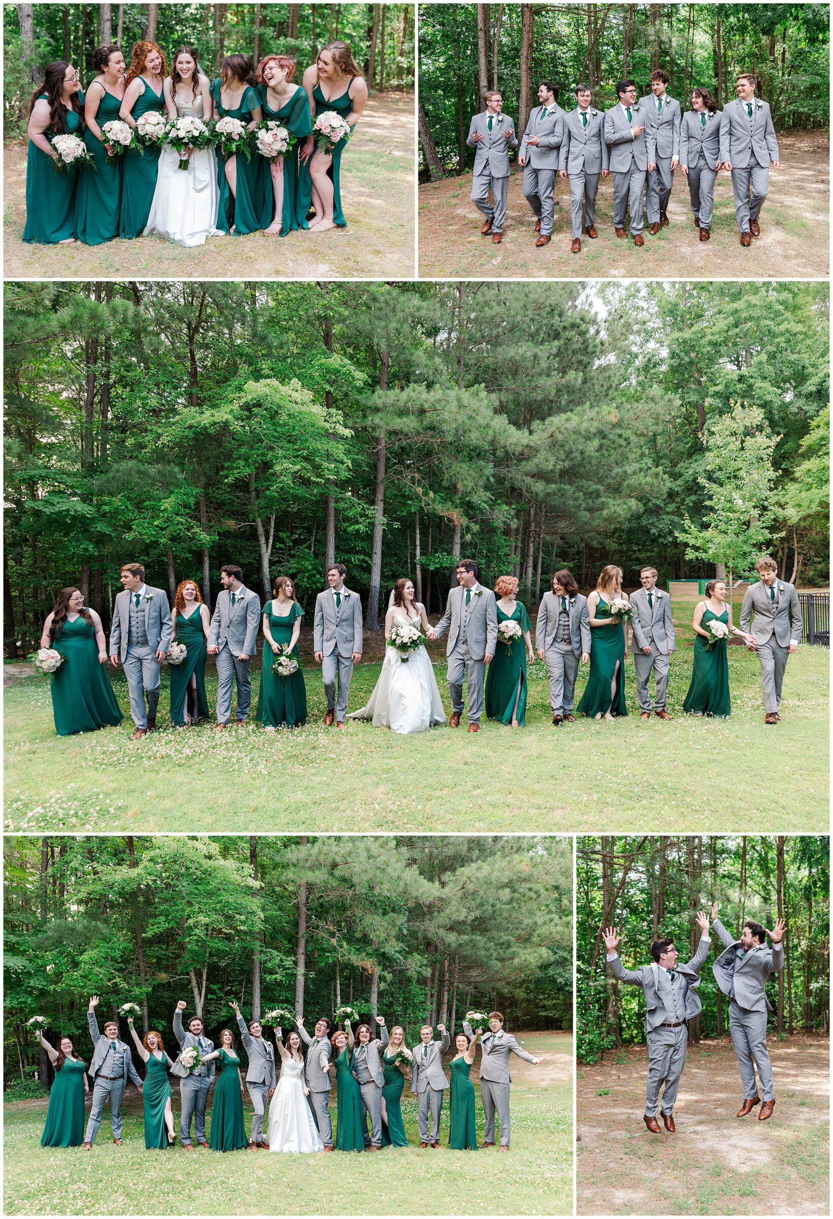 Green wedding party images outside Grace Covenant Presbyterian in Williamsburg, VA