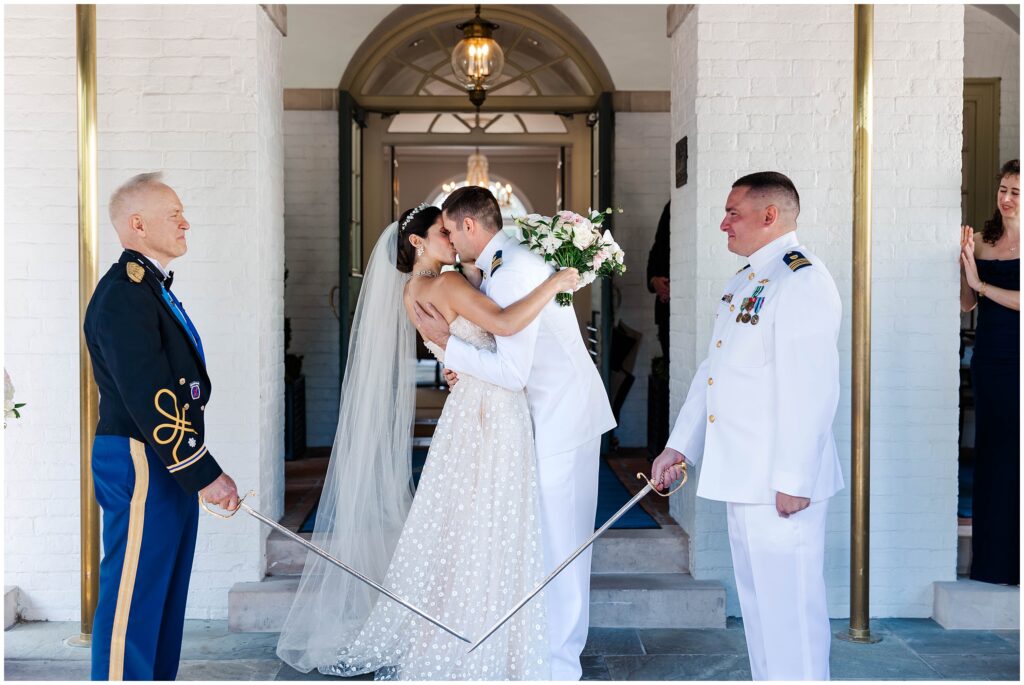 sword kiss with military at Williamsburg Inn in Colonial Williamsburg