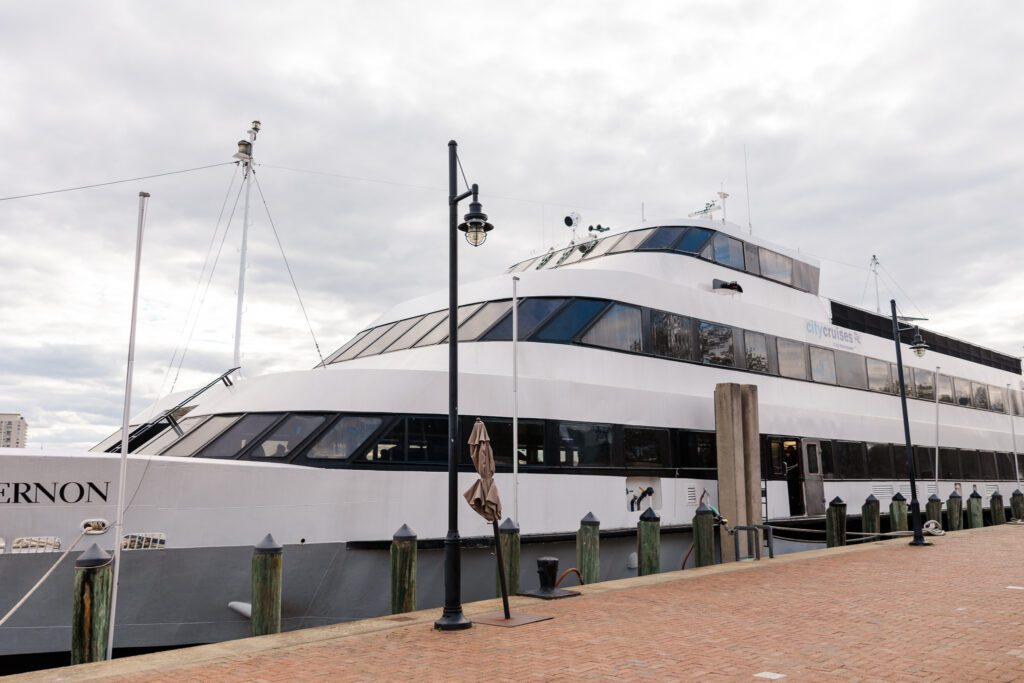 view of the dock to board the Spirit of Norfolk by Virginia wedding photographer