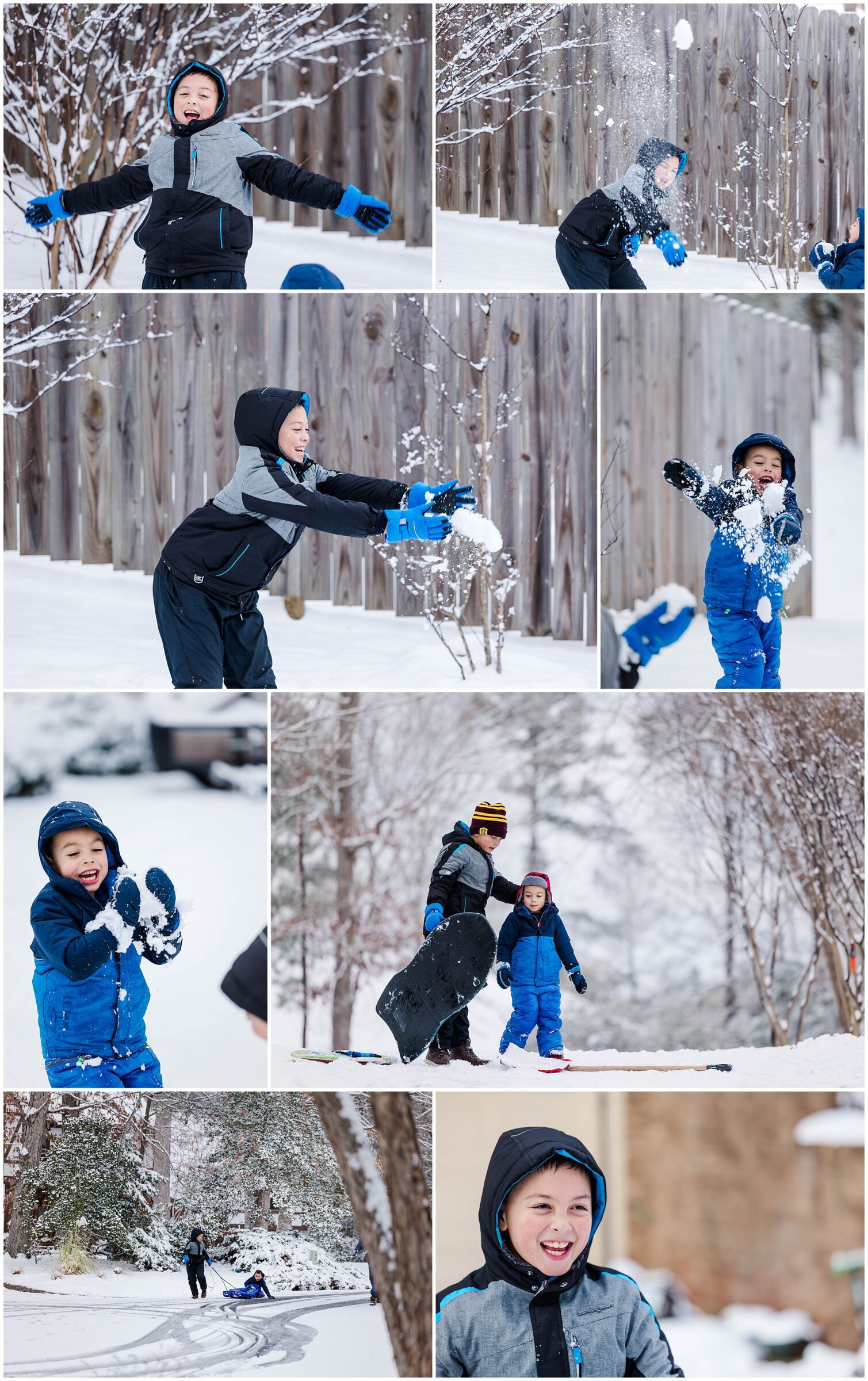 when taking photos of your kids, have a high shutter speed to catch the snowball fight
