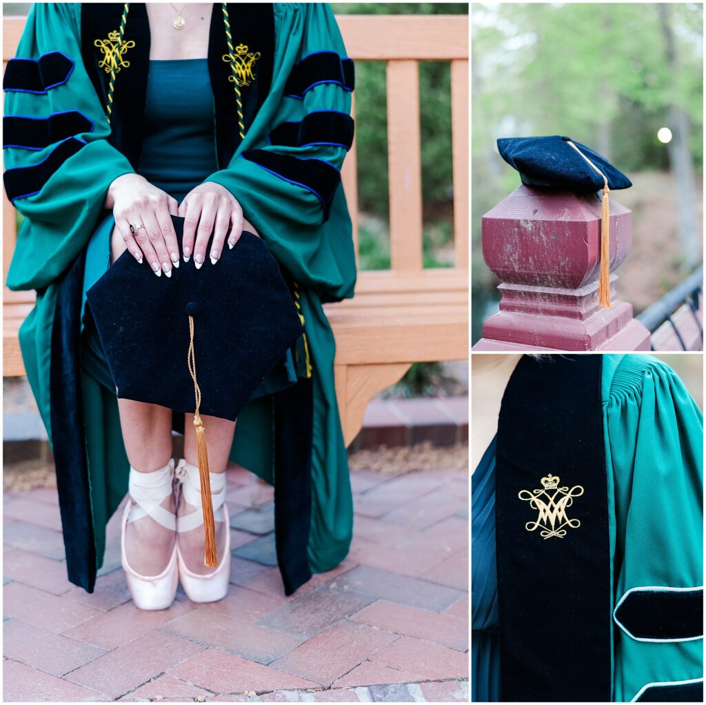 collage of detail images at ballet senior photo session