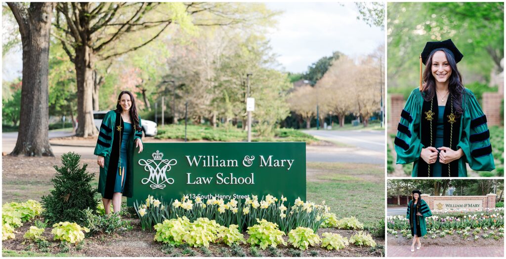 spring William and Mary college senior photos - graduation cap with flowers looks so beautiful!