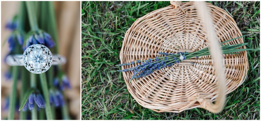 wedding ring in lavender basket
