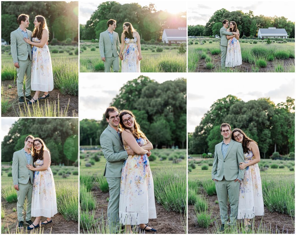collage of glowy images for engagement at Sweethaven Lavender Farm