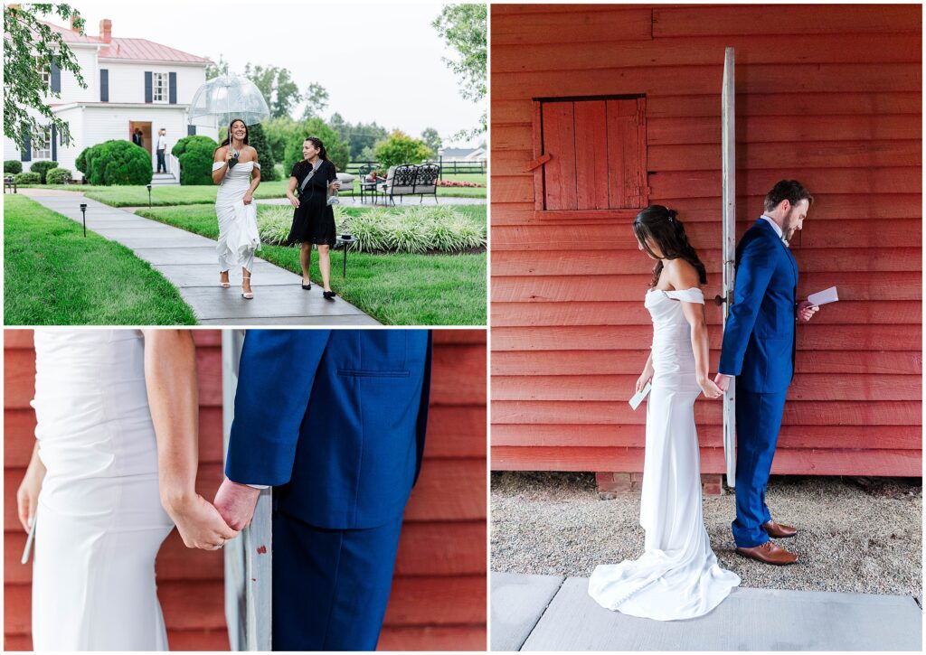 first touch and private vows at Barns of Kanak wedding