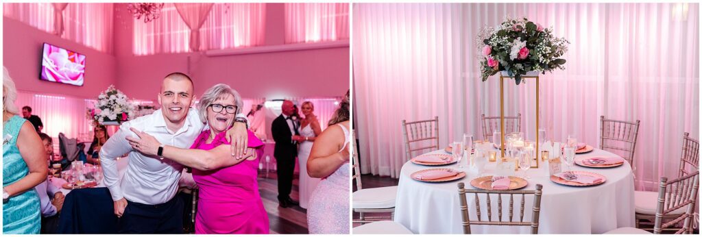 Beautifully uplitted reception space during Kiln Creek wedding celebration.
