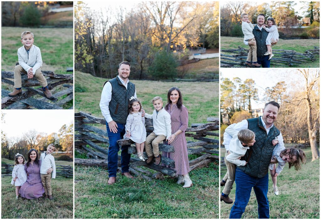 Family gathered together during holiday vacation photos in Williamsburg.