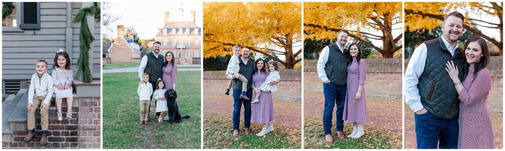 Late fall family vacation photos in Williamsburg with soft seasonal light.
